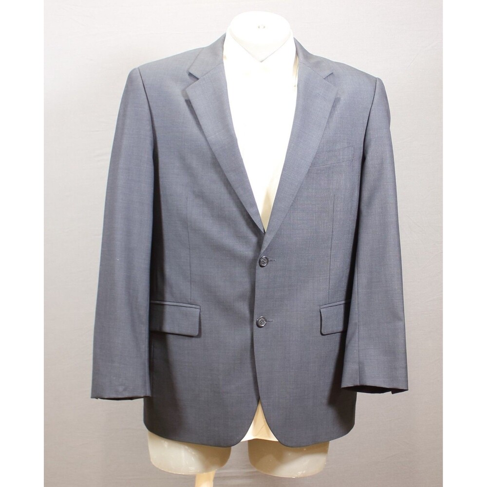 Jos a Bank 2 Piece Suit Mens  Blue 2 Btn Wool 41R Pleated Fronts 35" Waist - Picture 3 of 12